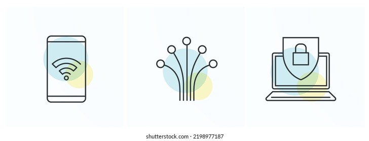 Cabling and Fibre Optics , Security and Access,wireless network and mobility icons