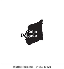 Cabo Delgado Mozambique map and black lettering design on white background