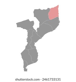 Cabo Delgado Province map, administrative division of Mozambique. Vector illustration.