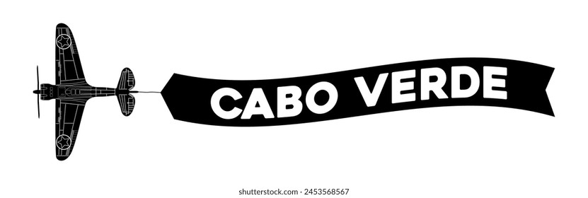 Cabo Verde advertisement banner is attached to the plane