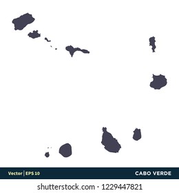 Cabo Verde - Africa Countries Map Icon Vector Logo Template Illustration Design. Vector EPS 10.