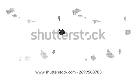 Cabo Verde archipelago map showing main islands with a modern black dotted or pixelated design pattern