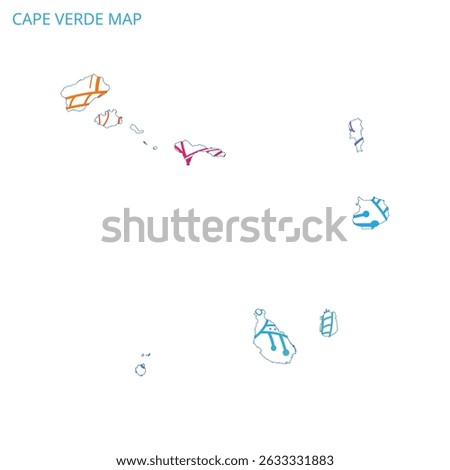 Cabo Verde or Cape Verde Map Mandala with Colorful Details Textured Vector Design Template on White Background.