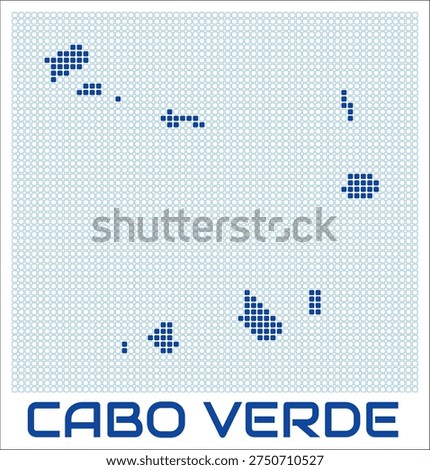Cabo Verde dot map. Dotted shape of the country. Cabo Verde boundary dots with title. Vector illustration.
