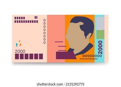 Cabo Verde Escudo Vector Illustration. West African money set bundle banknotes. Paper money 2000 CVE. Flat style. Isolated on white background. Simple minimal design.