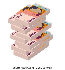 Cabo Verde Escudo Vector Illustration. West African money set bundle banknotes. Paper money 2000 CVE. Flat style. Isolated on white background. Simple minimal design.