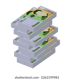 Cabo Verde Escudo Vector Illustration. West African money set bundle banknotes. Paper money 500 CVE. Flat style. Isolated on white background. Simple minimal design.