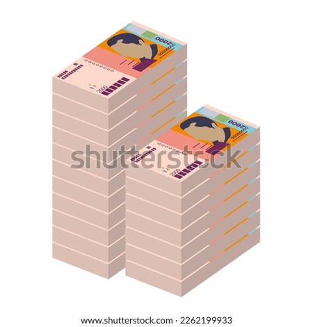 Cabo Verde Escudo Vector Illustration. West African money set bundle banknotes. Paper money 2000 CVE. Flat style. Isolated on white background. Simple minimal design.