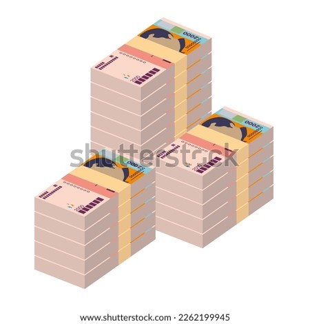 Cabo Verde Escudo Vector Illustration. West African money set bundle banknotes. Paper money 2000 CVE. Flat style. Isolated on white background. Simple minimal design.