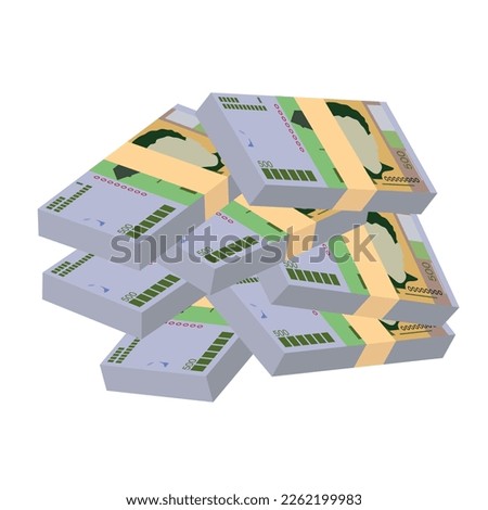 Cabo Verde Escudo Vector Illustration. West African money set bundle banknotes. Paper money 500 CVE. Flat style. Isolated on white background. Simple minimal design.