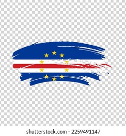 Cabo Verde flag with brush paint textured isolated on png or transparent background, Symbol of Azerbaijan, template for banner, promote, design.