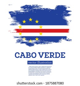 Cabo Verde Flag with Brush Strokes. Vector Illustration. Independence Day.