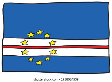 Cabo Verde flag Doodle Hand drawing sketch simple vector illustration 