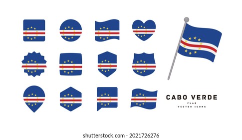 Cabo Verde flag icon set vector illustration