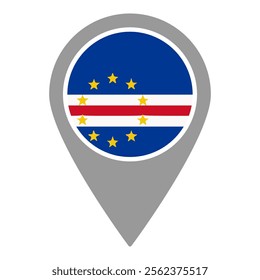 cabo verde flag location pin, flag application, Flag on Location Pin, graphic design, map pointer, vector illustration.