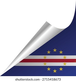 Bandeira de Cabo Verde parcialmente revelada sob um rolo de papel.