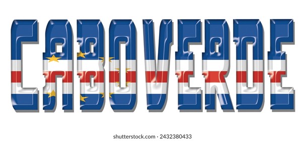 Cabo Verde flag text font, 3D Cabo Verde flag colorful background, Cabo Verde flag vector illustration