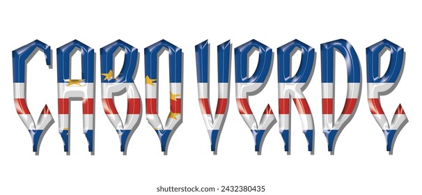 Cabo Verde flag text font, 3D Cabo Verde flag colorful background, Cabo Verde flag vector illustration