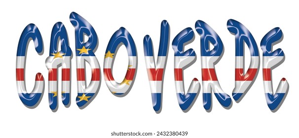 Cabo Verde flag text font, 3D Cabo Verde flag colorful background, Cabo Verde flag vector illustration