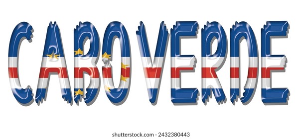 Cabo Verde flag text font, 3D Cabo Verde flag colorful background, Cabo Verde flag vector illustration