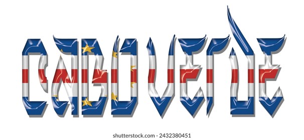 Cabo Verde flag text font, 3D Cabo Verde flag colorful background, Cabo Verde flag vector illustration