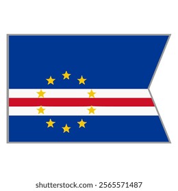 cabo verde flag vector design and illustration , National flag country with original color, Pennon flag