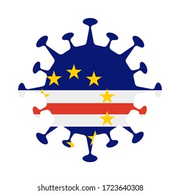 Cabo Verde flag in virus shape, symbolizing COVID-19 pandemic.