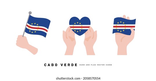 [Cabo Verde] Hand and national flag icon vector illustration