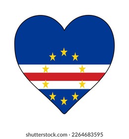 Cabo Verde Heart Shape Flag. Love Cabo Verde. Visit Cabo Verde. Western Africa. African Union. Vector Illustration Graphic Design.