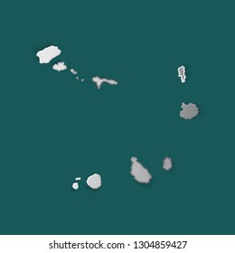 Cabo Verde map 3D metallic silver with chrome, shine gradient on dark green background.  Items are placed on separate layers and editable. Vector illustration EPS10. - Vector 