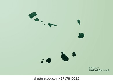 Mapa de Cabo Verde - Ilustração de Vetor Estilo Polígono Verde, Design Geométrico de Baixa Poli com Silhueta Limpa em Fundo verde macio.