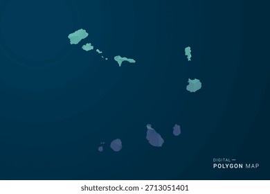 Cabo Verde Map - Polygon Style Vector Illustration with Teal Blue Gradient, Low Poly Geometric Design, Digital and Technology Inspired, Clean Silhouette on Dark Background.