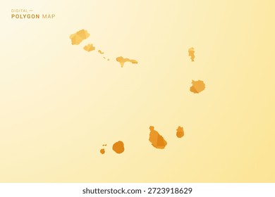 Cabo Verde Map - Polygon style vector illustration in yellow and orange low poly geometric design, modern minimal silhouette, isolated for infographic.