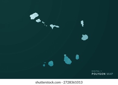 Cabo Verde Map - Polygon style vector illustration in green and blue low poly geometric design, clean minimal silhouette for infographic.