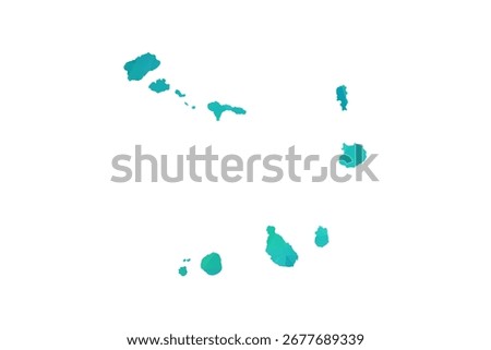 Cabo Verde Map - Polygon Style Vector Illustration in Green and Blue Gradient, Low Poly Geometric Design, Isolated on White Background, Perfect for Infographics and Learning Use.