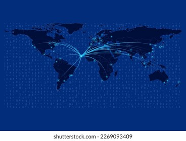Cabo Verde map for technology or innovation or export concepts. Connections of the country to major cities around the world. File is suitable for digital editing and prints of all sizes.