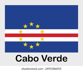 Cabo Verde national flag. Banner, state symbol, flagpole.