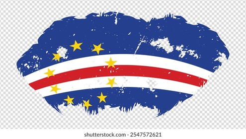 Bandeira nacional de Cabo Verde com efeito de pincel de traço aflito em fundo isolado