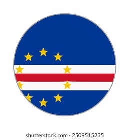 Cabo verde ícone do vetor da bandeira redonda isolado, botão da bandeira do Cabo verde