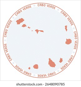 Projeto do logotipo redondo de Cabo Verde. Forma de país de anéis. Texto de Cabo Verde por todo o país. Ilustração de vetor.