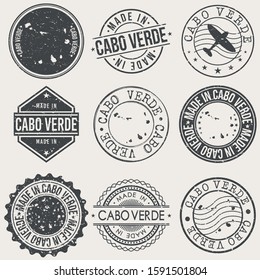 Cabo Verde Set of Stamps. Travel Stamp. Made In Product. Design Seals Old Style Insignia.