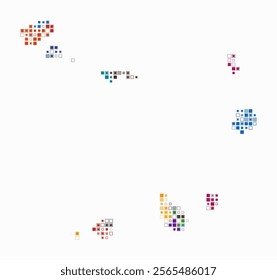 Cabo Verde, shape of the country build of colored cells. Digital style map of the Cabo Verde on white background. Small size square blocks. Stylish vector illustration.