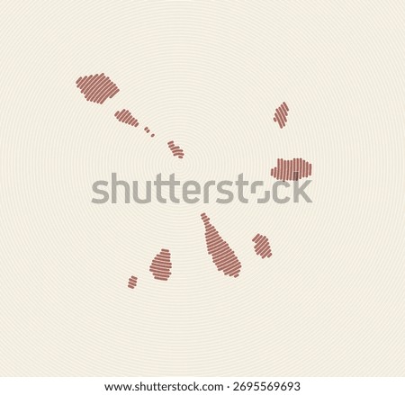 Cabo Verde shape rings. Country map formed by stacked circles. Cabo Verde boundary shape design. Modern vector illustration.
