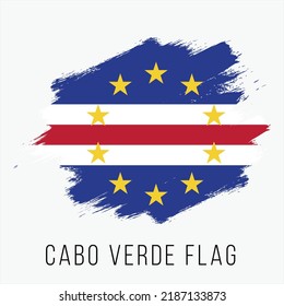 Cabo Verde Vector Flag. Cabo Verde Flag for Independence Day. Grunge Cabo Verde Flag. Cabo Verde Flag with Grunge Texture. Vector Template.