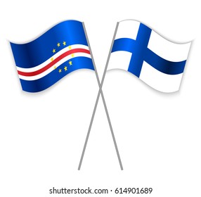 Cabo Verdean and Finnish crossed flags. Cabo Verde combined with Finland isolated on white. Language learning, international business or travel concept.