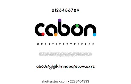 Cabon modern abstract digital alphabet font. Minimal technology typography, Creative urban sport fashion futuristic font and with numbers. vector illustration