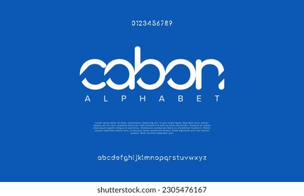 Cabon modern abstract digital alphabet font. Minimal technology typography, Creative urban sport fashion futuristic font and with numbers. vector illustration