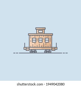 Caboose train vector icon illustration