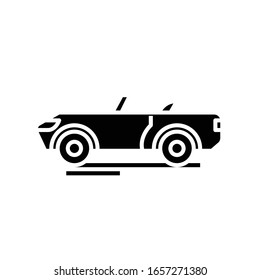 Cabriolet black icon, concept illustration, vector flat symbol, glyph sign.
