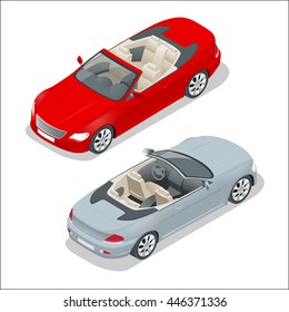 Cabriolet Car Isometric Vector Illustration. Flat 3d Convertible Image. Transport For Summer Travel. Sports Car Vehicle